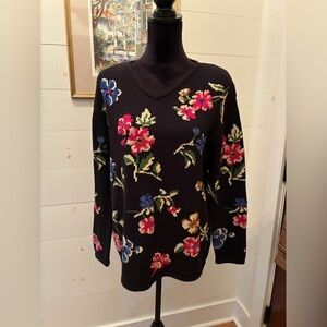 Rena Rowan for Saville vintage Floral Knit Top – Size Large feminine, cozy